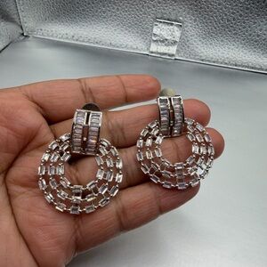 Silver Crystal Hoop Earrings